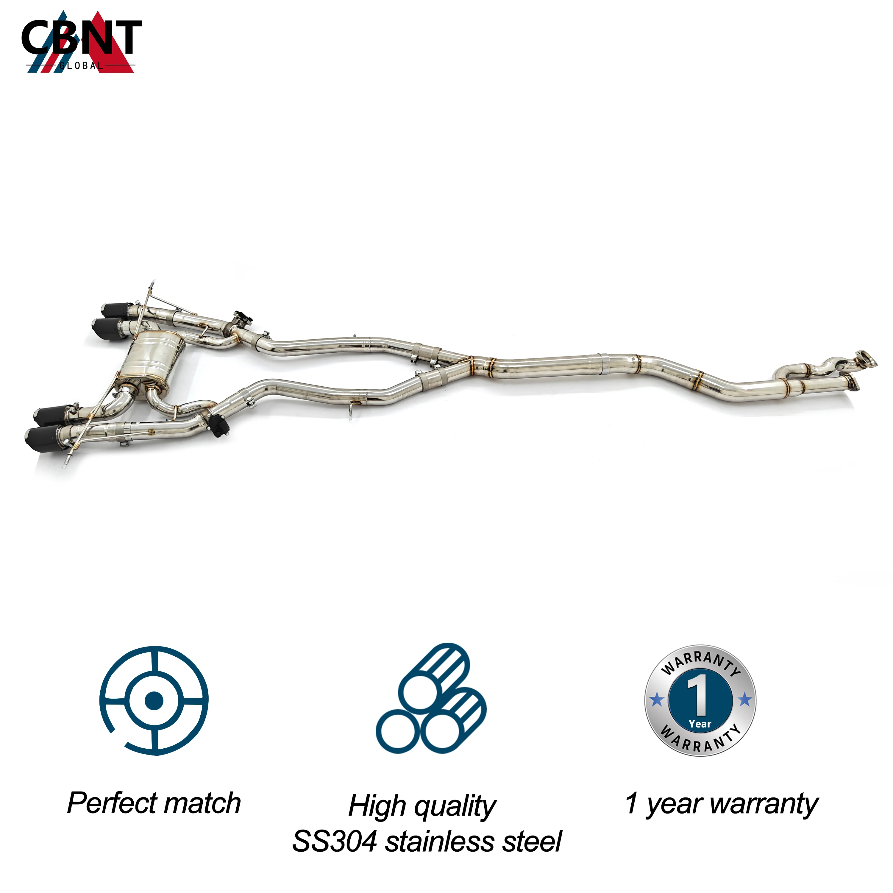 CBNT Exhaust Pipe with Valve Muffler for BMW G80 M3 G82 M4 S58 3.0T SS304 Performance Single Midpipe Valved Exhaust Catback