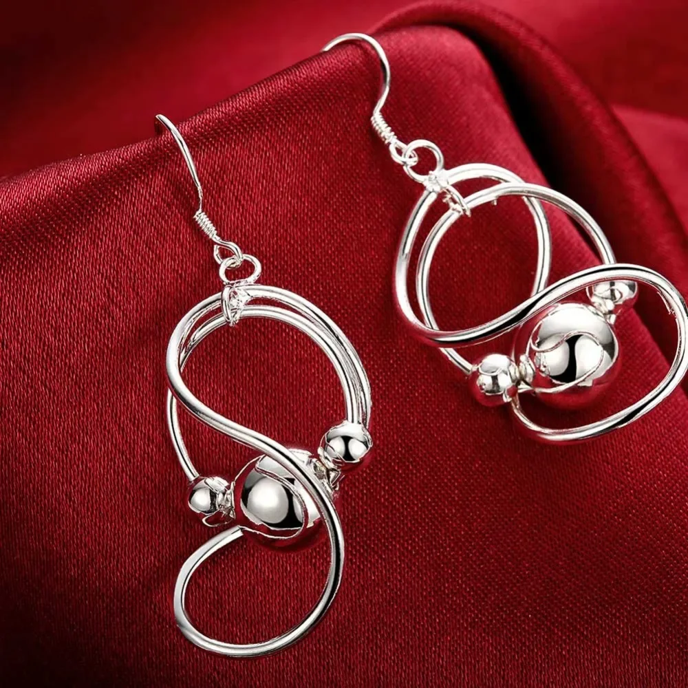 Hot New 925 Sterling Silver Earrings Korean Vintage Twisted Ball Long Dangle  for Women Fashion Gifts Wedding Jewelry