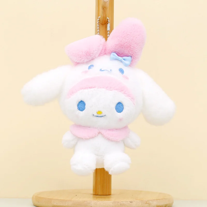 Hello Kitty Sanrio Keychain Cute Cinnamorol My Melody Kuromi Keyring Children Toys Pompom Purin Pochacco Plush Keychains Girls