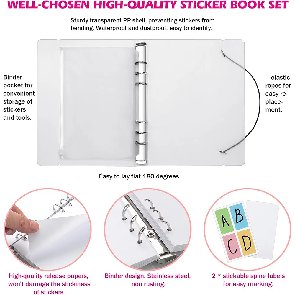 Reusable Sticker Album Release Paper 3 Size Pockets Collecting Book Binder Sleeves Stickers Organizers Collector Planner A5 A6