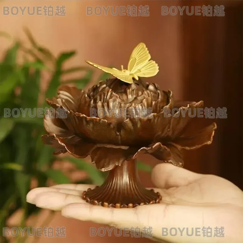 Custom Butterfly Dance Copper Incense Burner Zen Aromatherapy Holder Creative Tea Room Decor Ornament Plate for Home view 3