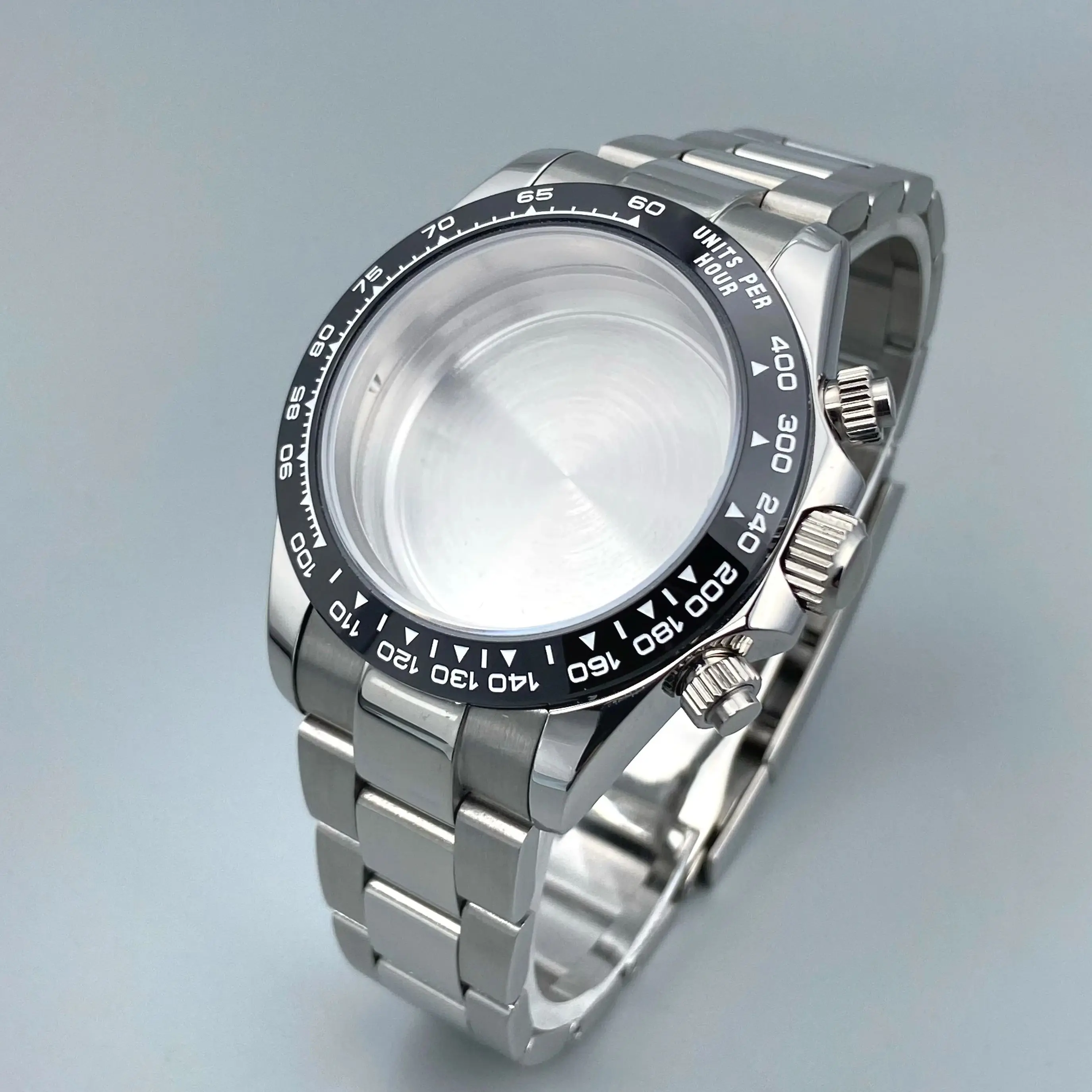 

39mm VK63 Case Silver Watch Case Stainless Steel Watch Strap Fit VK63 Quartz Movement Modification Parts