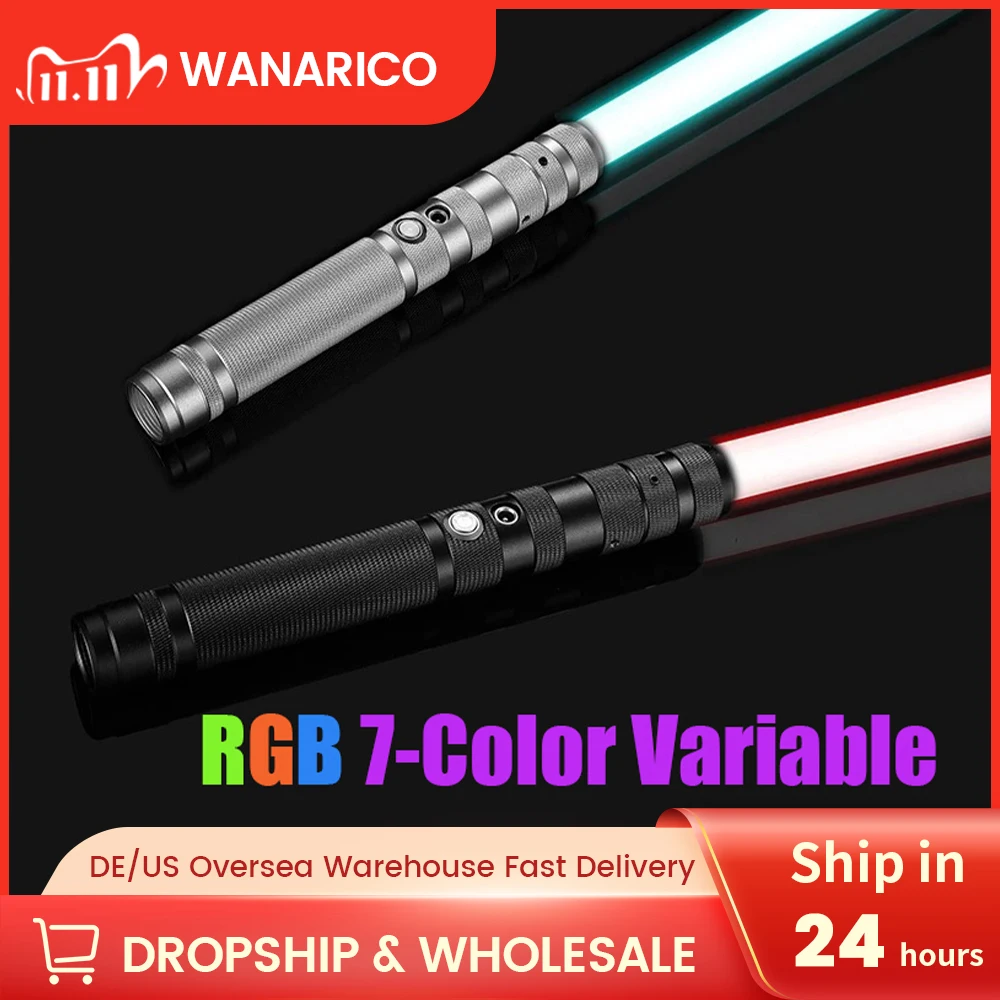 WANARICO Metal Handle RGB Lightsaber 7-Color Variable With Hitting Sound Effect FX Duel Lightsaber LED USB Charging for Gift