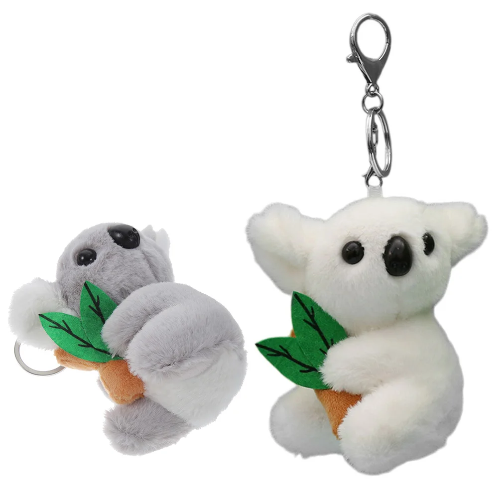 

2 Pcs Koala Keychain Plush Adorable Decorative Bag Pendant Cute Fluffy Cartoon Keyring Unique Design Perfect Gift