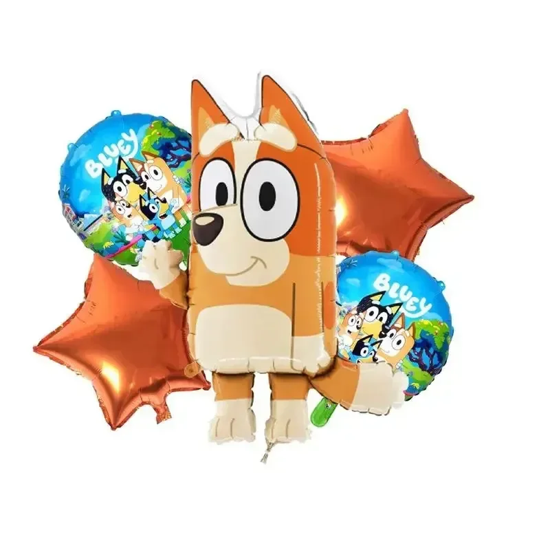 Hot 2024 Cartoon Bluey Family Aluminum Balloon Cartoon Game Toy Blue Orange Brouy Balloon Decoration Set Birthday Party Supplies