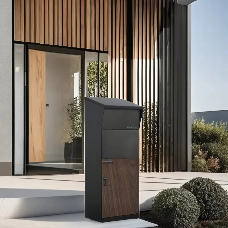 Outdoor metal parcel delivery box with digital smart lock for mail