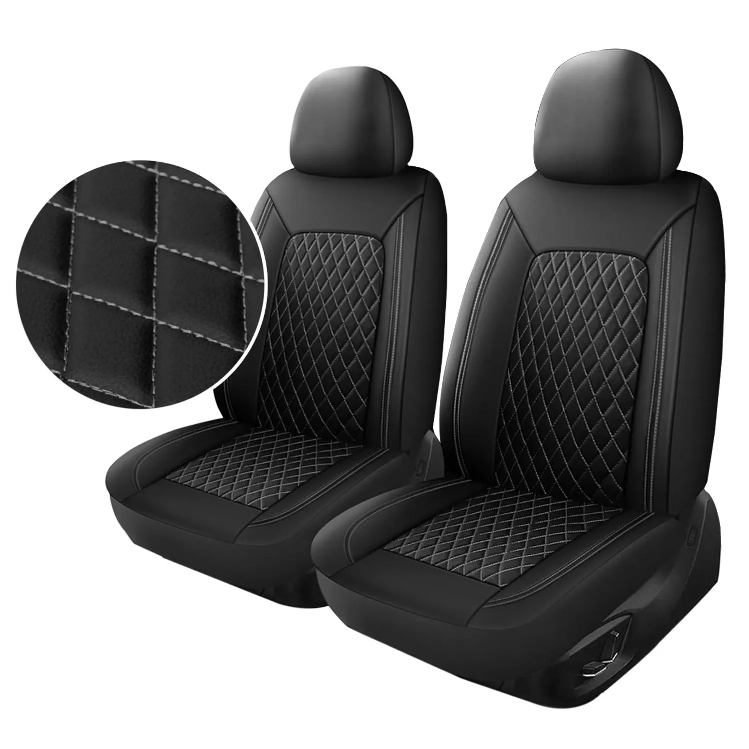 All-Season Quilted Faux Leather Car Seat Covers Universal Fit Most Cars image 3