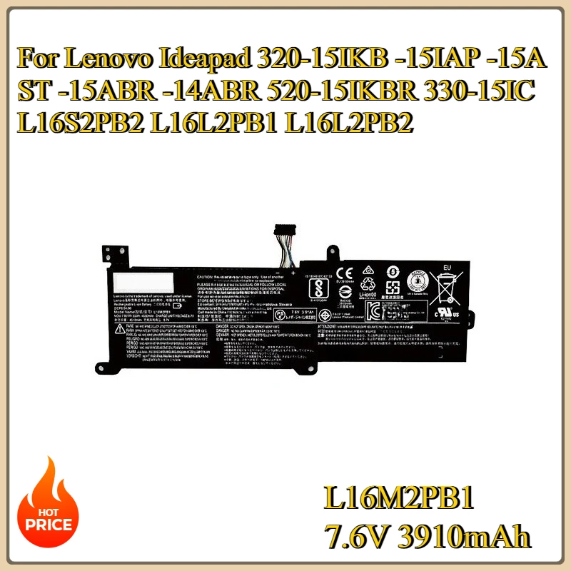 

New Replacement Battery For Lenovo Ideapad 320-15IKB -15IAP -15AST -15ABR -14ABR 520-15IKBR 330-15IC L16S2PB2 L16L2PB1 L16L2PB2