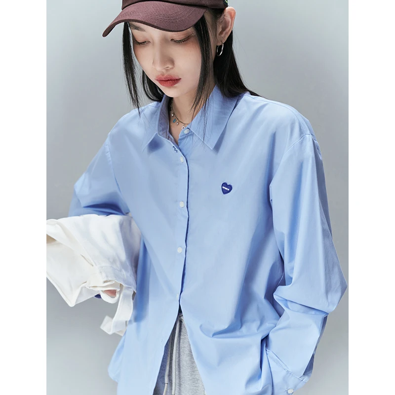 Toyouth Women Shirts 2022 Spring Long Sleeves Polo Neck Loose Blouse Solid  Casual Fashion Top