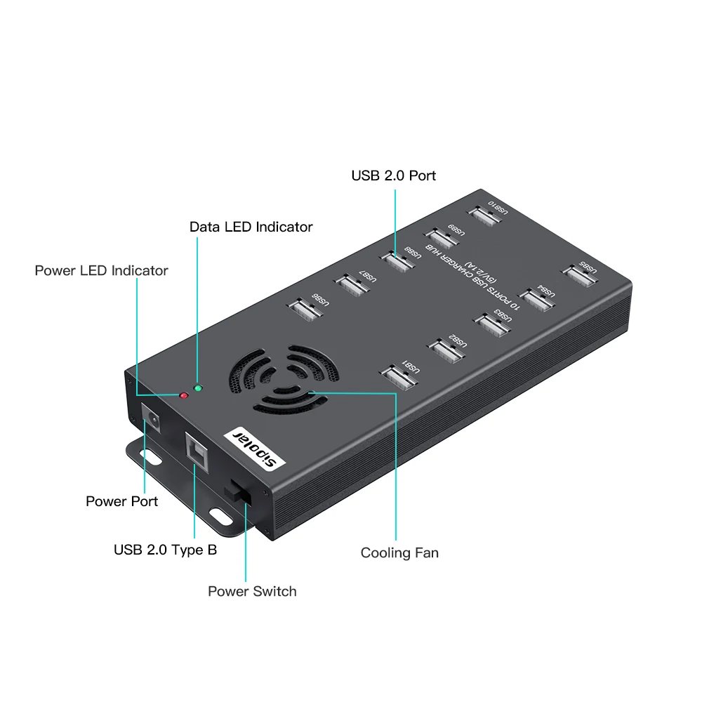 Sipolar A-400 multi ports 10 port usb 2.0 Bitcoin miner hub for Phone Ipad Tablets Laptops data and charging click farm