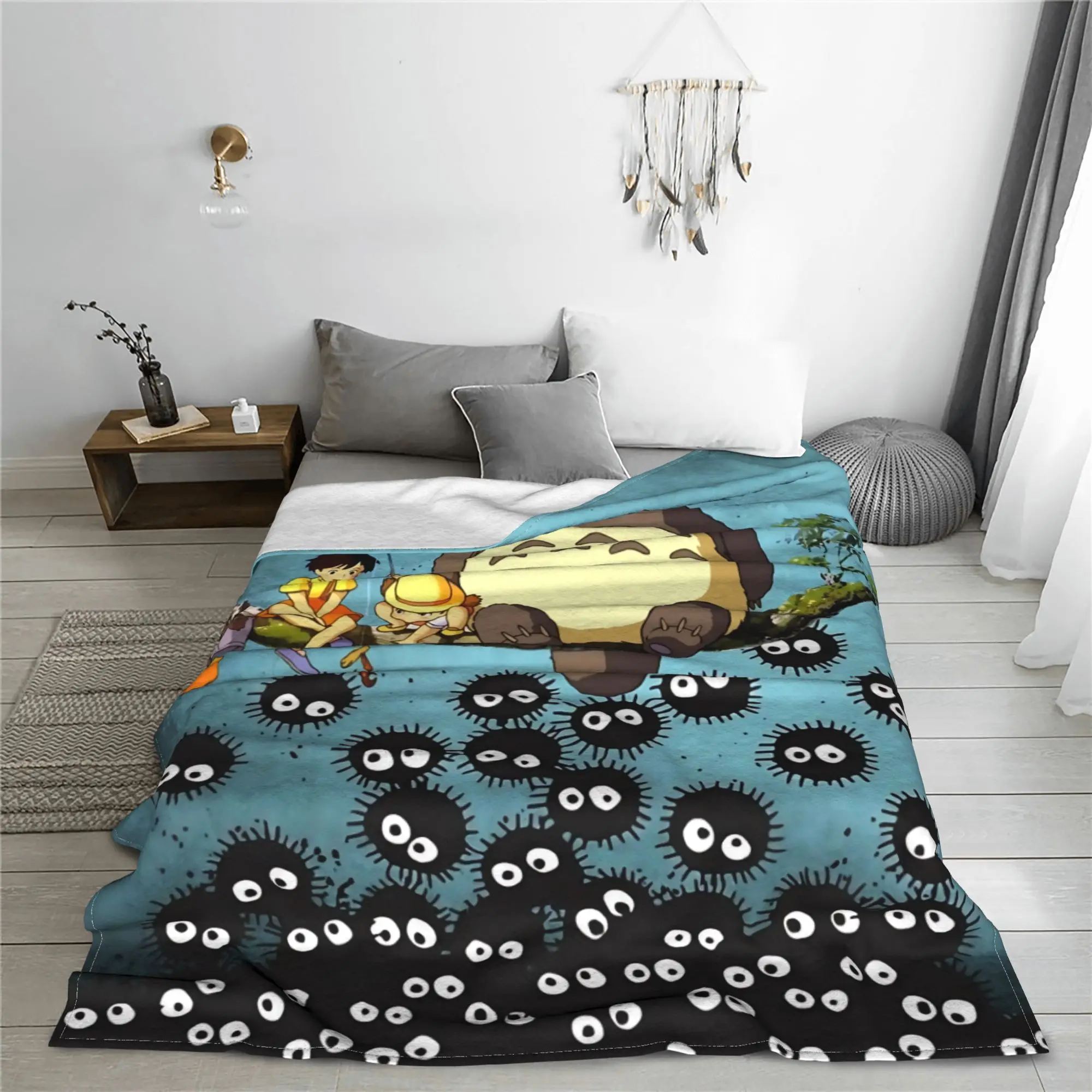 1PC home Cutecore Room Decor My Neighbor Totoros Blanket Throw Blanket  Novelty Warm Blanket All Season