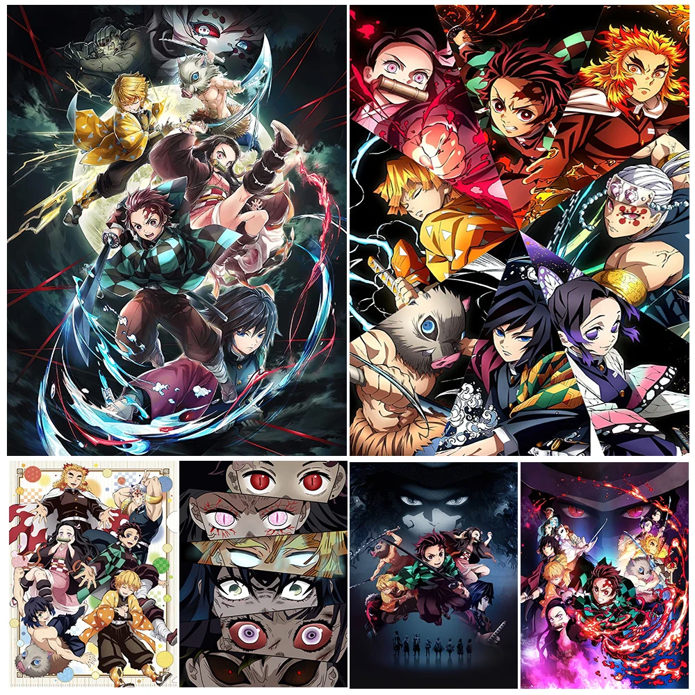 

Demon Slayer Anime Abstract Wall Art Canvas Painting,Agatsuma Zenitsu,Kamado Tanjirō,Nezuko,Anime Characters Art Poster Print
