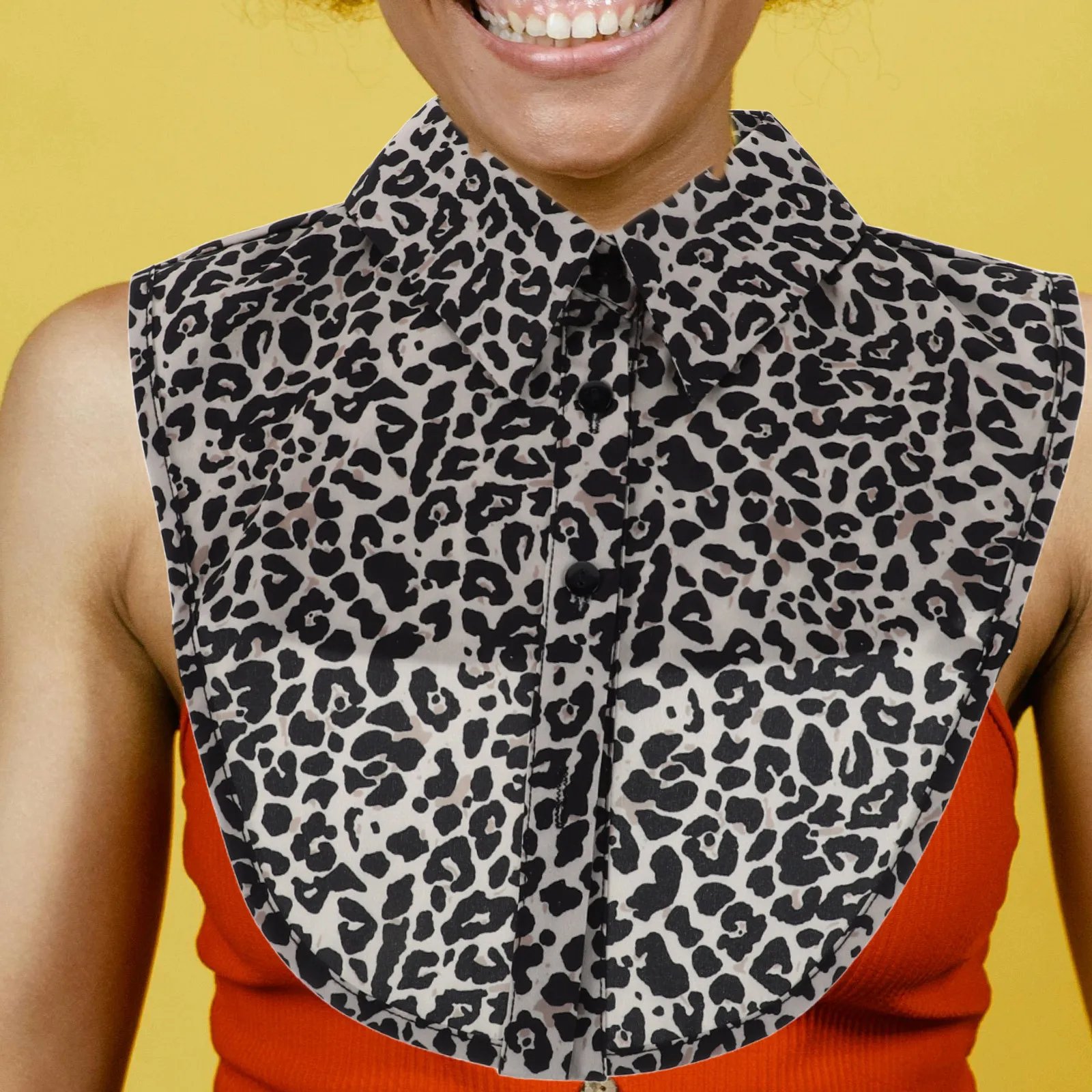 Colar falso destacável de chiffon com estampa de leopardo, leve, pequeno e versátil, acessório decorativo para colarinho de camisa feminina