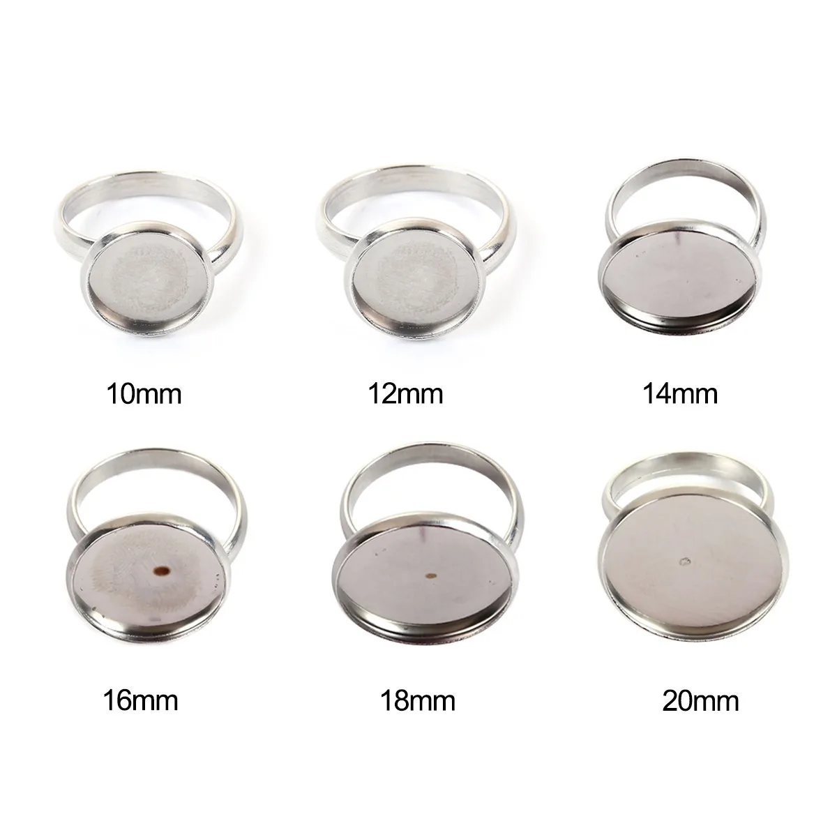 1PC Handmade Stainless Steel Rings Round Cabochon Settings DIY Rings Jewelry Findings (Fits 10mm-20mm Dia.) 17.5mm(US size 7)