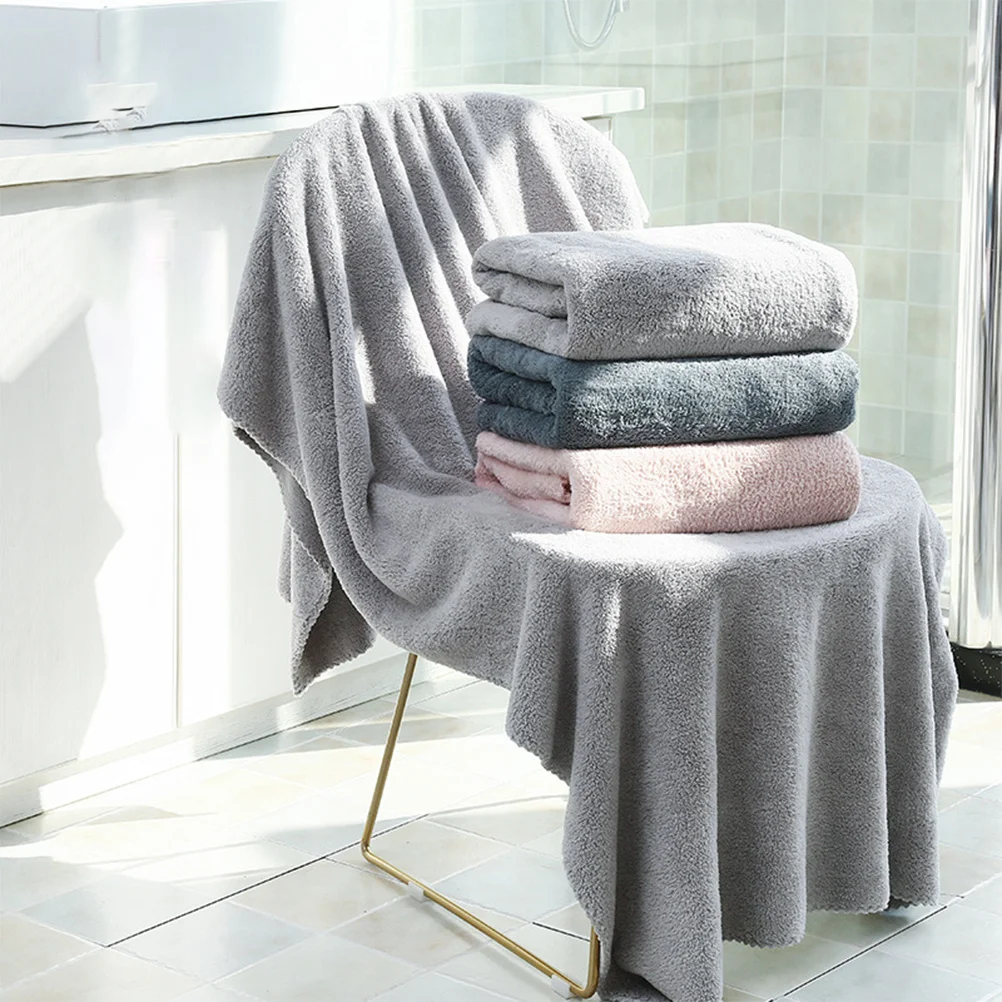 

Fleece Bath 70X140Cm Large Soft Absorbent Lightweight For Large Bath Towel Home Hotel Spa Bathroom Grey Towel