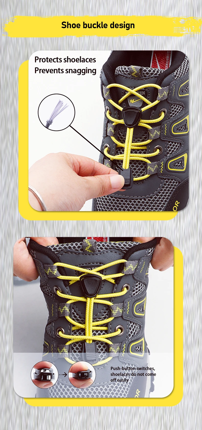 Elastische Schnürsenkel ohne Binden mit Schnellverschluss, automatisch, für Wander- und Laufschuhe – Ersatzteil für Outdoor-Schuhe. – Detail 5
