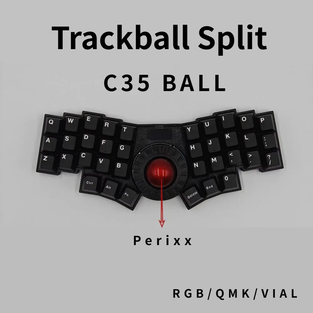 

C35 Ball Wired RGB Trackball Keyboard with OLED Hot Pluggable VIAL/QMK Firmware Perixx Trackball Horizontal/vertical Scrolling