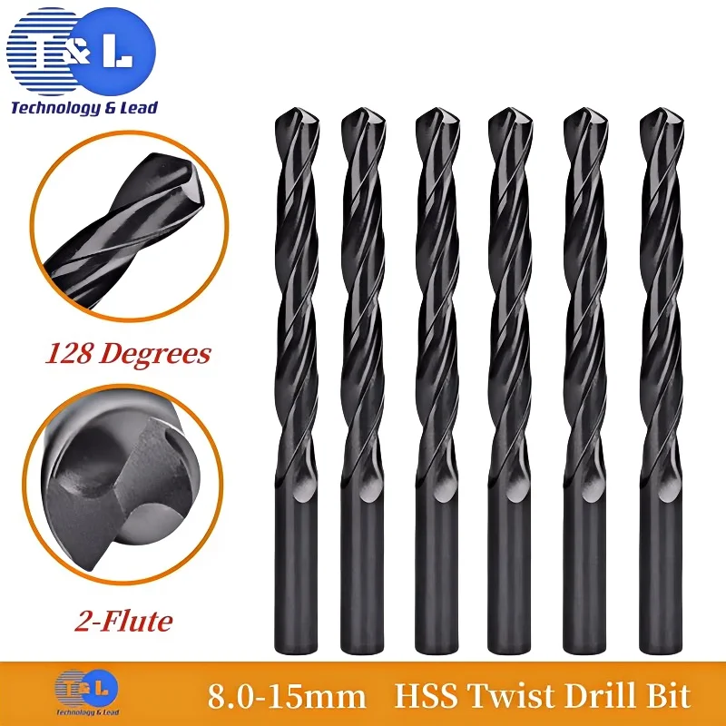 T&L 8-15mm HSS Cobalt Coated Twist Drill Bit Set Core For Wood Metal Hole Cutter Stainless Steel Wood Metal Drilling Drill Tools