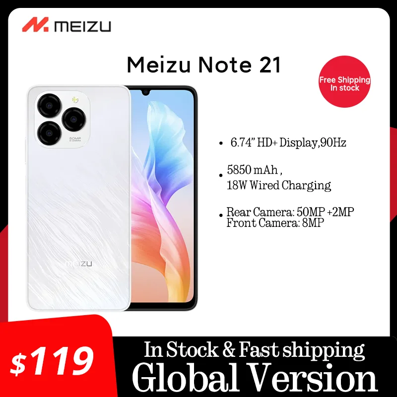 Meizu Note 21 4G 4GB/256GB Smartphone 6000mAh Large Battery 50MP Triple Camera