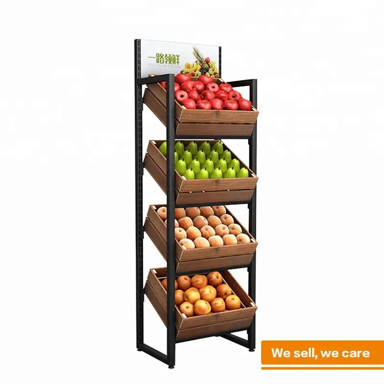 Commercial Store Display Shelving Wooden Display Gondola For Wine Supermarket Shelves For Fruit Vegetable