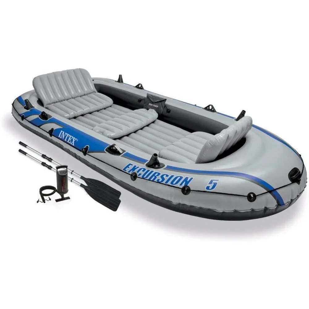 

Excursion Inflatable Boat Series: Includes Deluxe 54in Boat Oars and High-Output Pump – SuperTough PVC