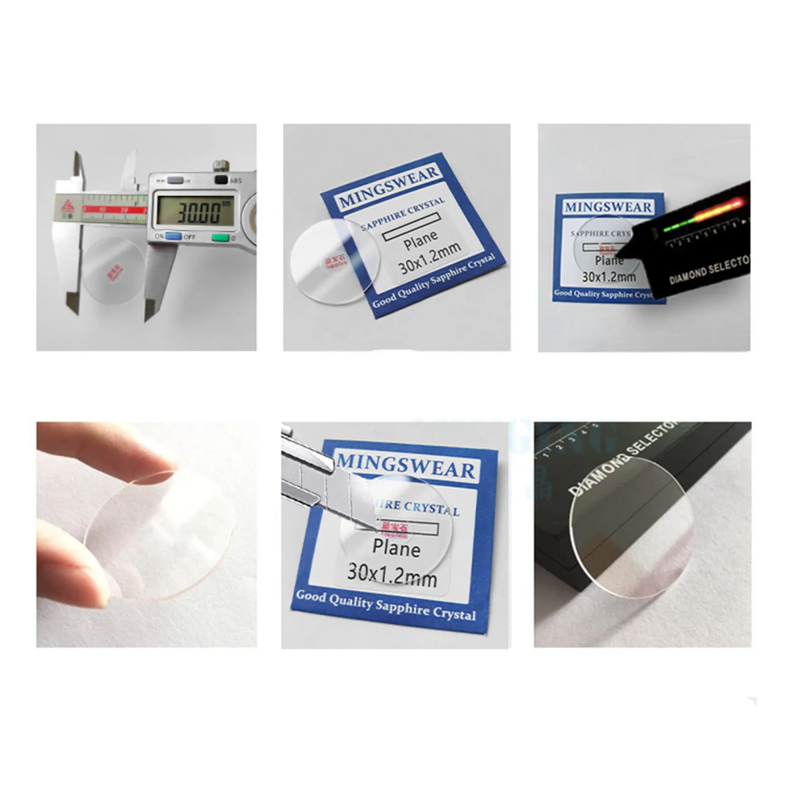 Qualità 28-36.5mm Diametro 1.5mm Spessore bordo Zaffiro Orologio piatto Vetro Cristallo Accessori di ricambio per orologi