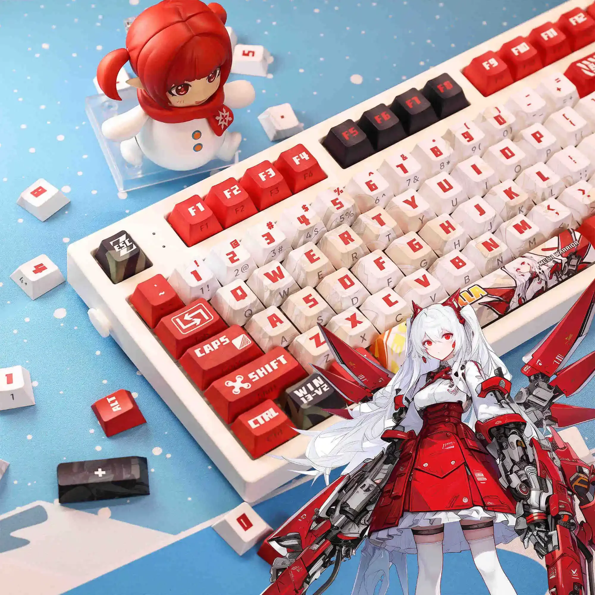 128keys Isabella Keycap Set BPT Heat-sublimation Side-engraved Translucent Cherry Profiled ACG Gaming Mechanical Keyboard Keycap