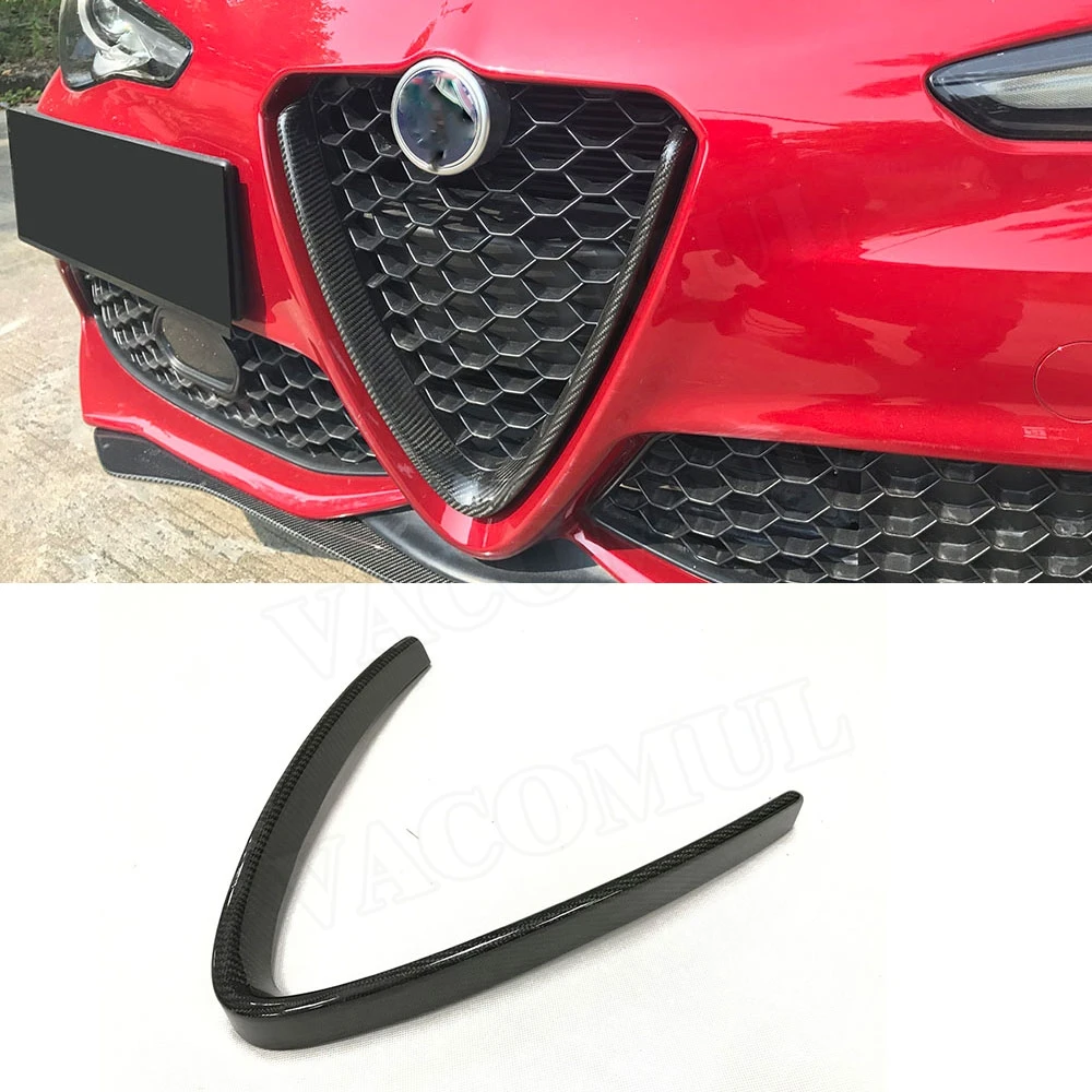 

Front Grill Protective Frame V Style Grilles Cover Trim Decoration for Alfa Romeo Giulia 2016- 2018 Stelvio 2017-2019