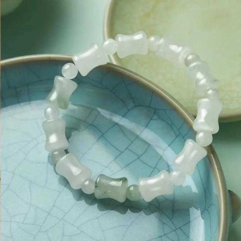 Tianshan Emerald Natural Jade Bracelet Bamboo Section Is Rising High and Beautiful Versatile Bracelet