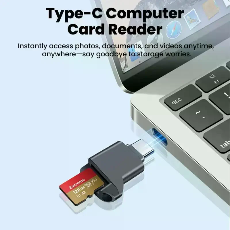 1Pcs Type-C 2.0 Mini TF Card Reader External Storage Black Stretch For Memory Stick USB C 2.0