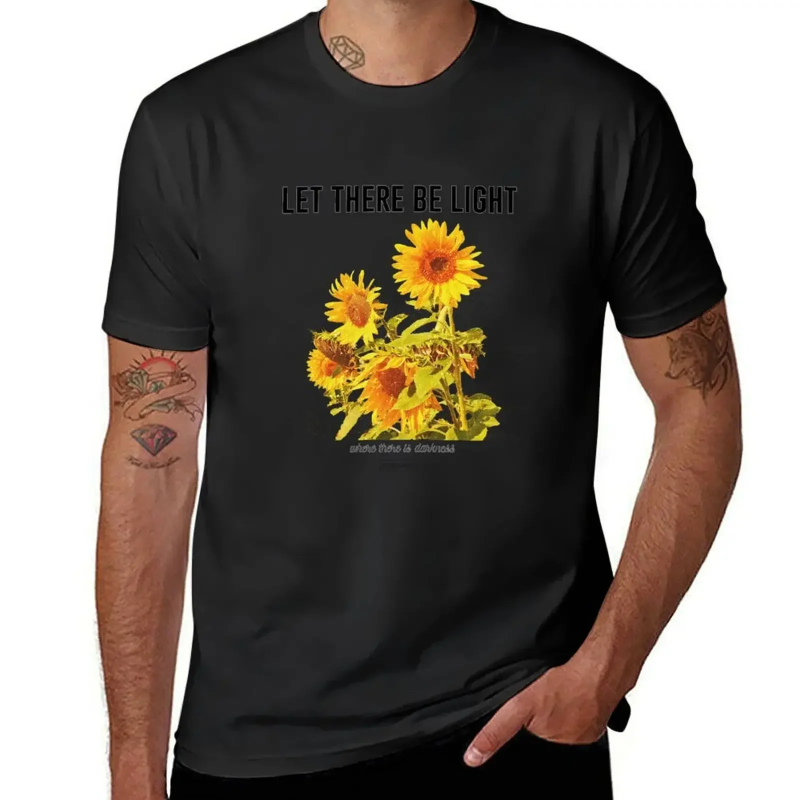 

Where There is Darkness, Let There Be Light - Sunflower drawing Floral pattern, bible verse, jesus, monday motivation/ b T-Shirt