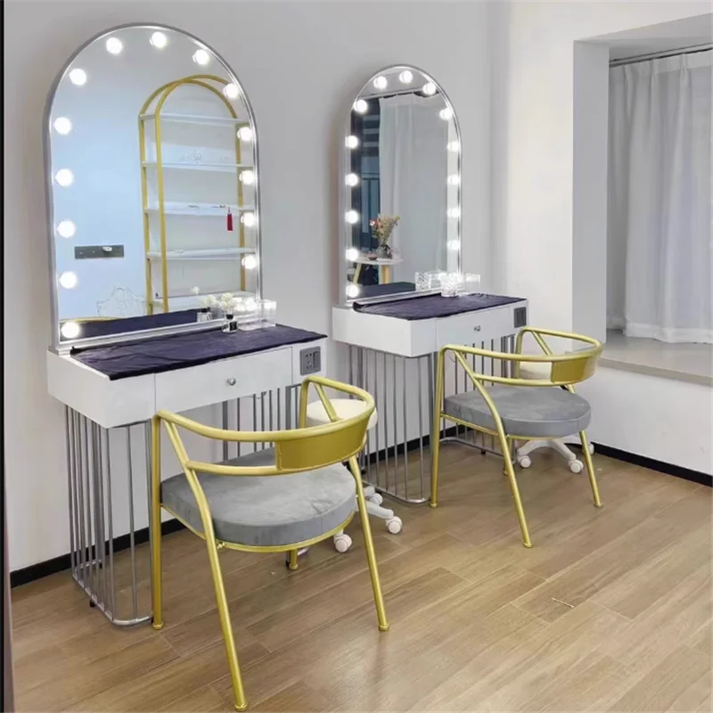 Professional Studio Makeup Mirror Wedding Shop Studio LED with Bulb Fill Light Makeup Mirror Wall Mounted Commercial