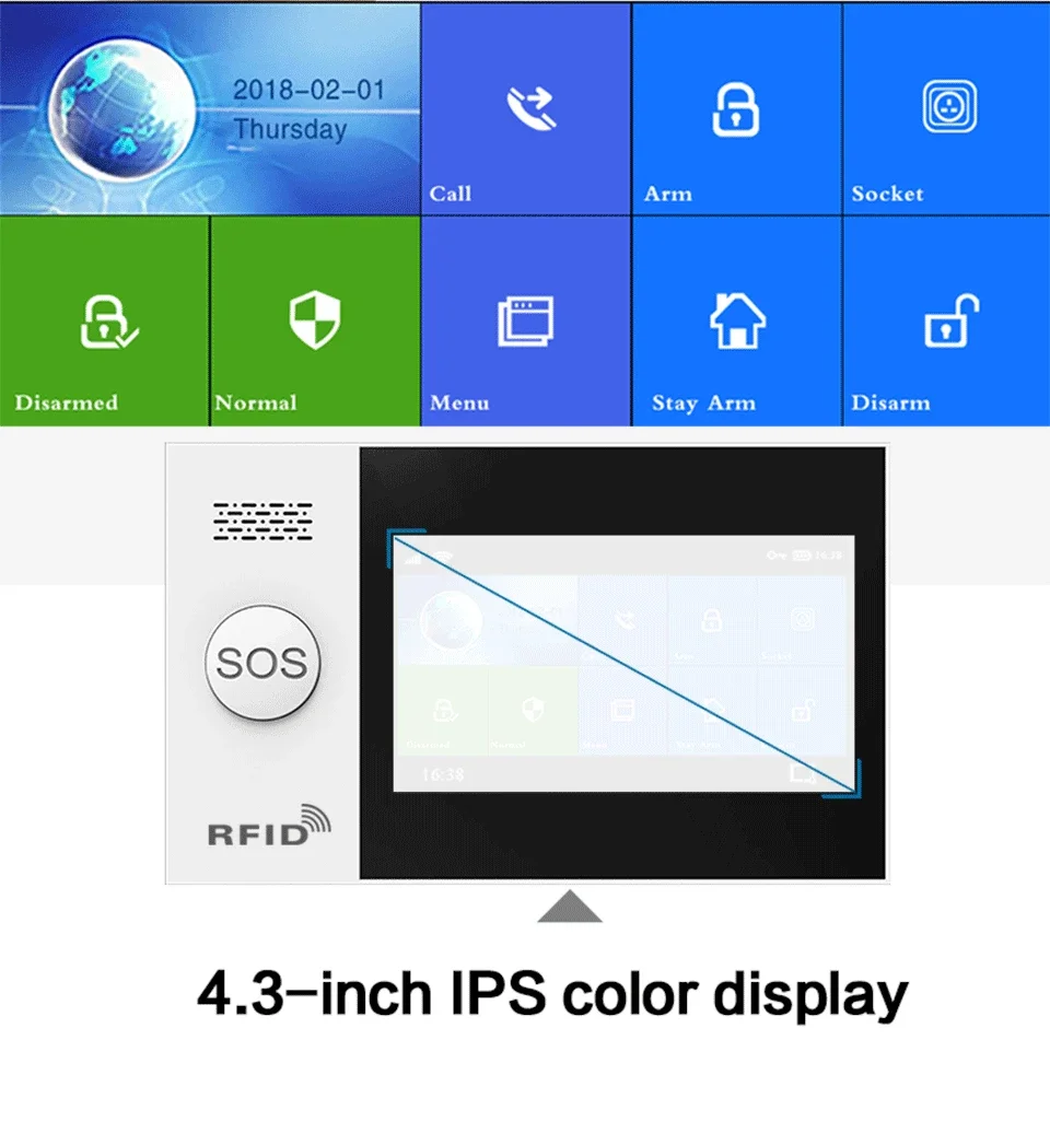 PGST PG107 Tuya sistema de alarma pantalla de 4,3 pulgadas WIFI GSM GPRS seguridad del hogar antirrobo con Sensor de movimiento PIR Detector de humo de fuego