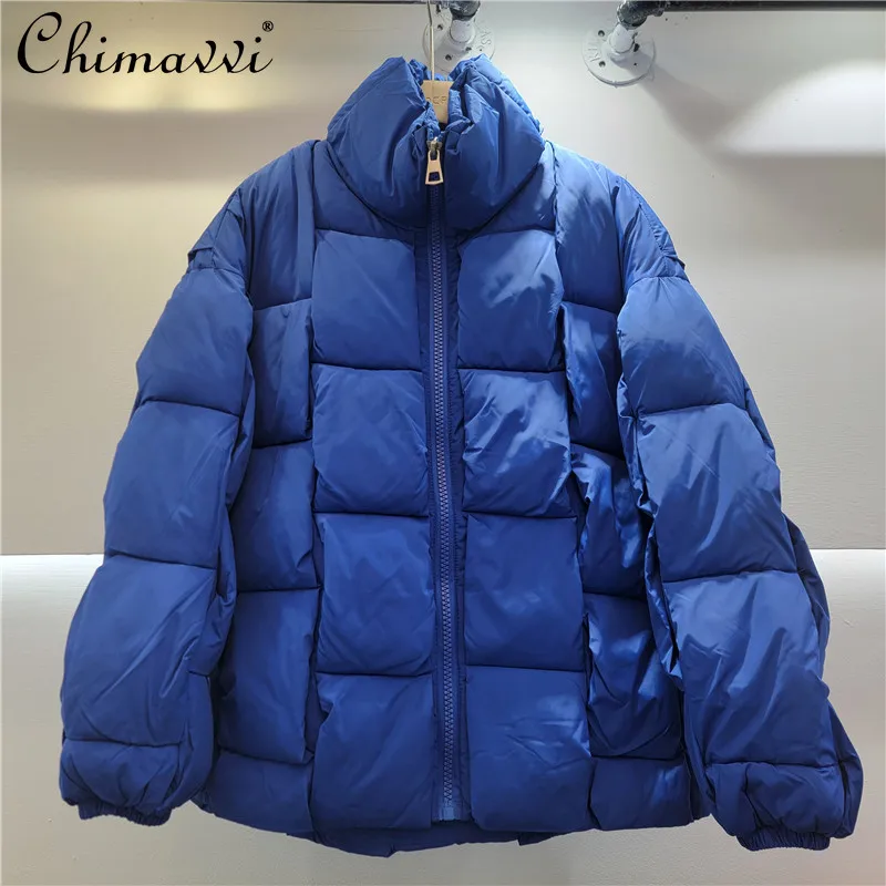 2025 ملابس الشتاء موضة جديدة الوقوف طوق سترة قطن الثقيلة متماسكة فضفاضة الراقية طويلة الأكمام سميكة معطف دافئ للنساء #2