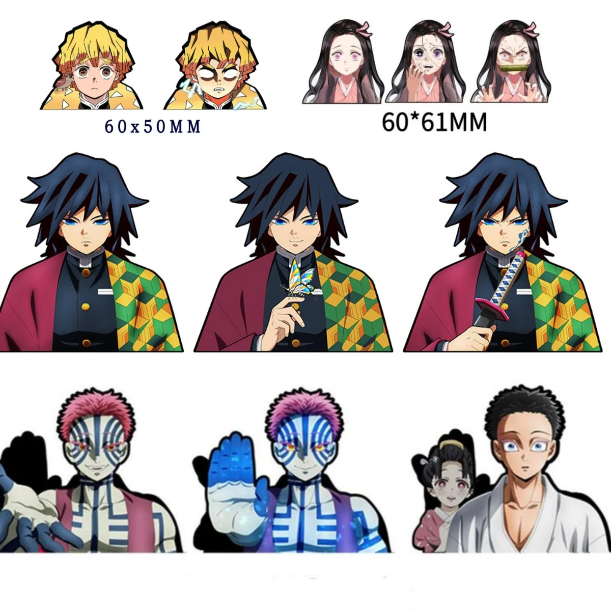Kreativer Demon Slayer Aufkleber für Damenbekleidung, Tanjirou Zenitsu Inosuke, lustiger Anime, wasserfester Laptop-Kofferraumaufkleber, Handy-Aufkleber