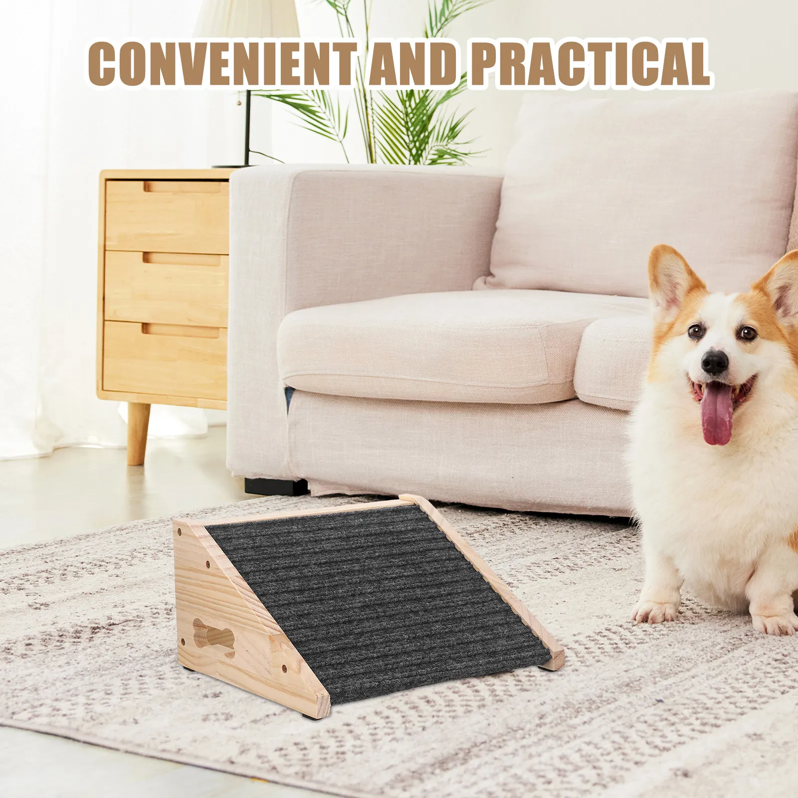

Pet Ramp for Stairs Wooden Dog Ramp Non-Slip Stable Indoor Dog Stairs Senior Pets Large Dogs Couch Bed Use 11.79x9.82x5.89in