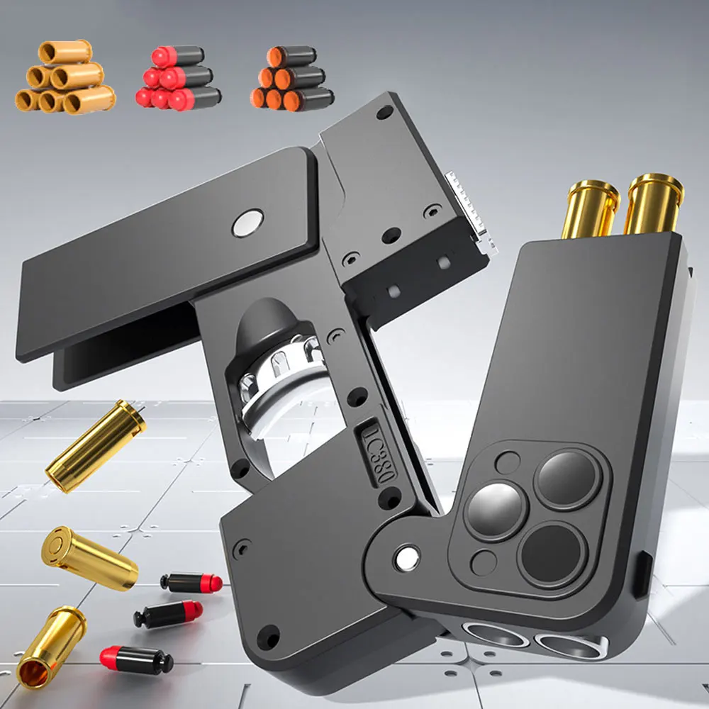 Outdoor Sports Folding Toy Gun Simulated Mobile Phone Model Soft Bullet Launcher Adult Leisure CS Games Toy Accessories QG490