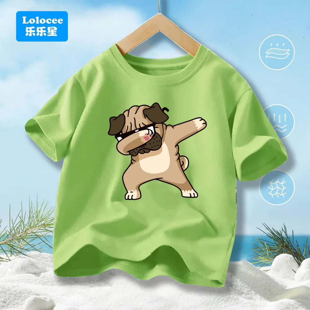 Funny Dabbing Dog Print French Bulldog T Shirt for Boys' Harajuku Short Sleeve T-shirt Kids Cotton Graphics Tshirt Tops GDB1