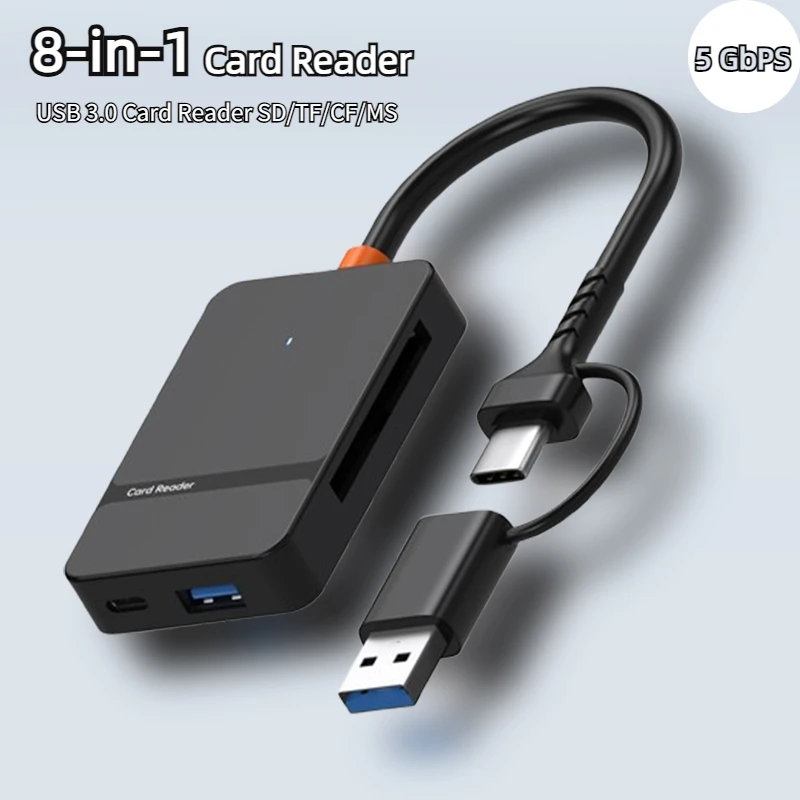 

USB 3.0 Card Reader SD Micro SD TF CF MS Compact Flash Adapter for Laptop PC Multi Card Reader 8 in 1 Smart Cards Reader