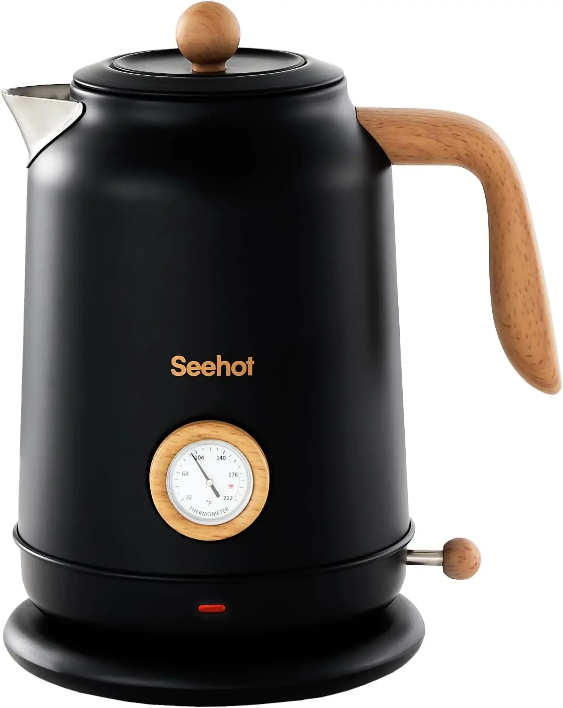 

1.7L Electric Kettle with Thermometer, 1200W Stainless Steel Hot Water Kettle for Coffee & Tea - Black
