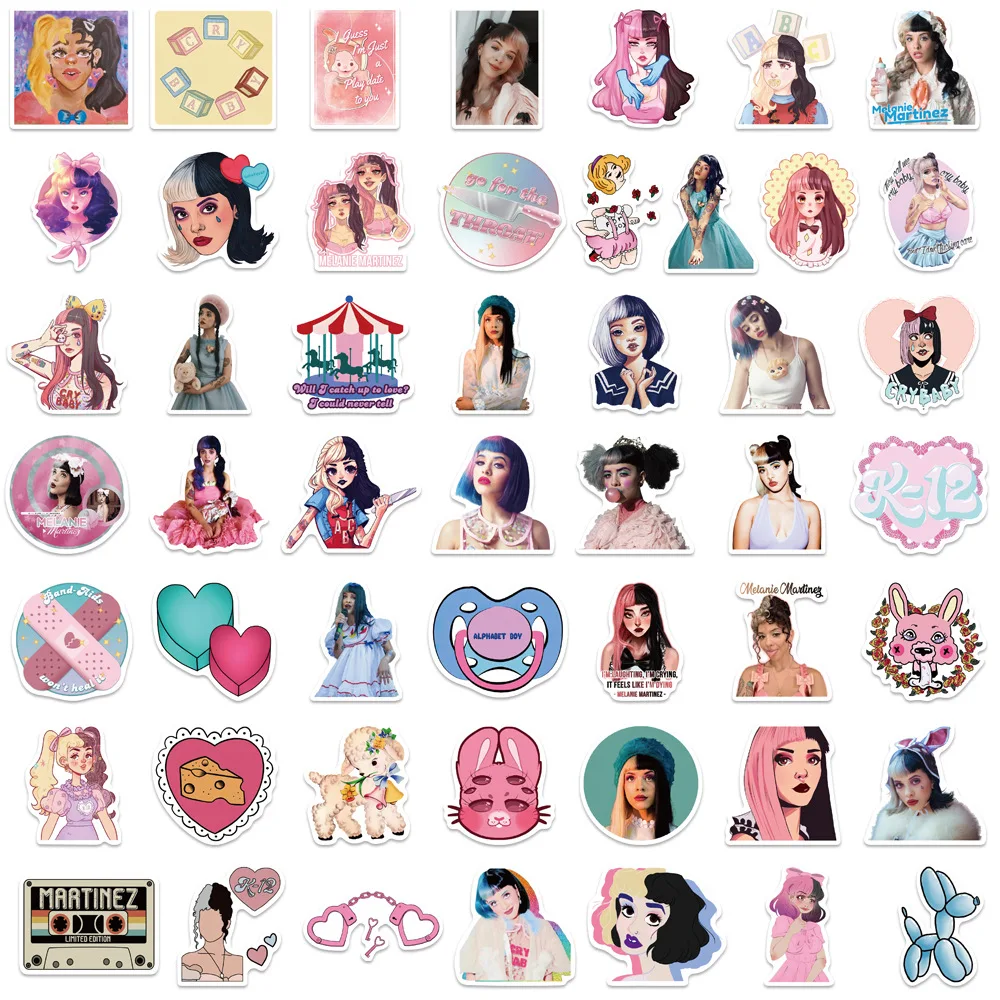 Chanteur Melanie Martinez Stickers-50Pcs Kawaii Étanche Graffiti Stickers Ordinateur Portable Téléphone Moto Voiture Autocollant Classique Jouet