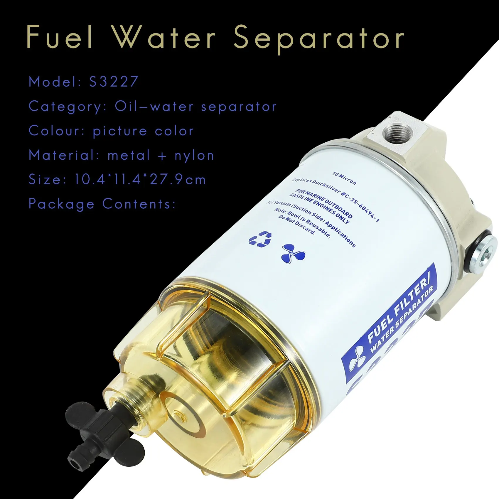 S3227 Outboard Marine Marine Fuel Filter Fuel Water Separator Filter Assembly Marine Engine Marine