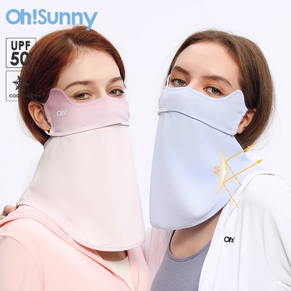 OhSunny-mascarilla de protección solar con cuello UPF1000 +, protección solar antipolvo para exteriores, lavable, transpirable, ajustable