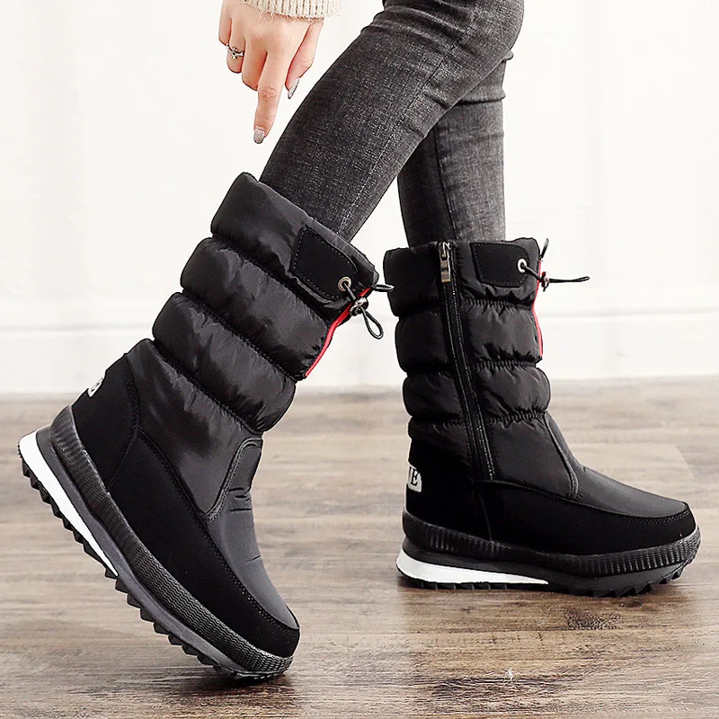 

Women Silver Thick Plush Warm Winter Shoes Woman Women's Faux Fur Ankle Boots Chunky Platform Waterproof Snow