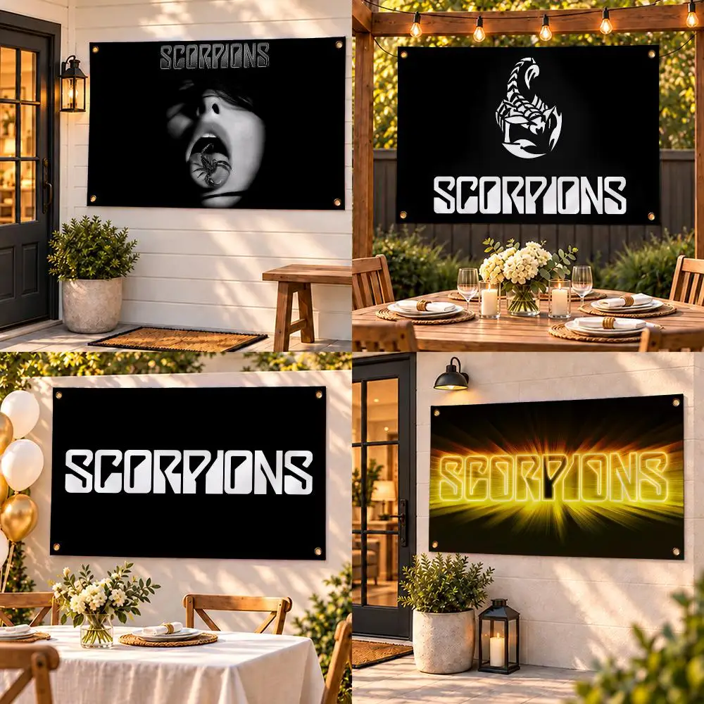 S-Scorpions Heavy Rock Band Flags Custom Wall Hanging Background Art Banner For Bedroom Home Living Room Outdoor Decor