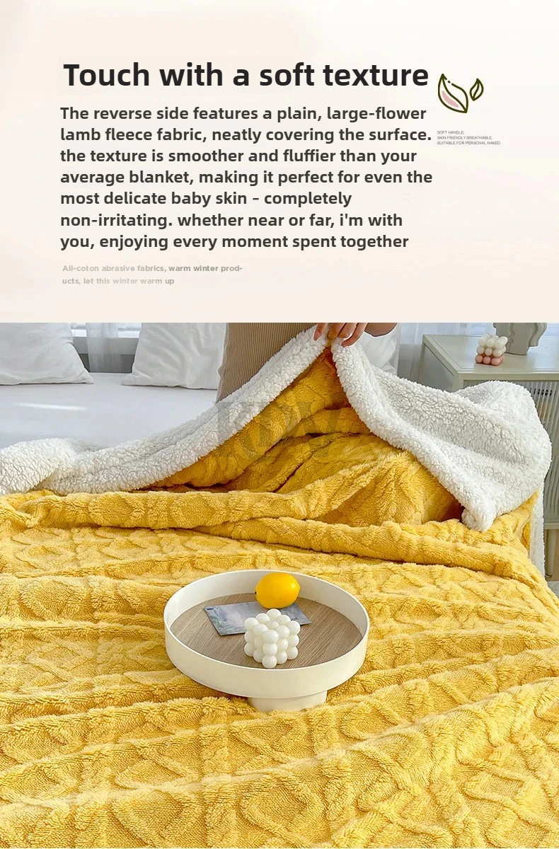 Double Layer Fleece Blanket Autumn Winter Thick Warm Office Nap Throw Blankets for Sofa Bed Single Double Soft Plush Comforter