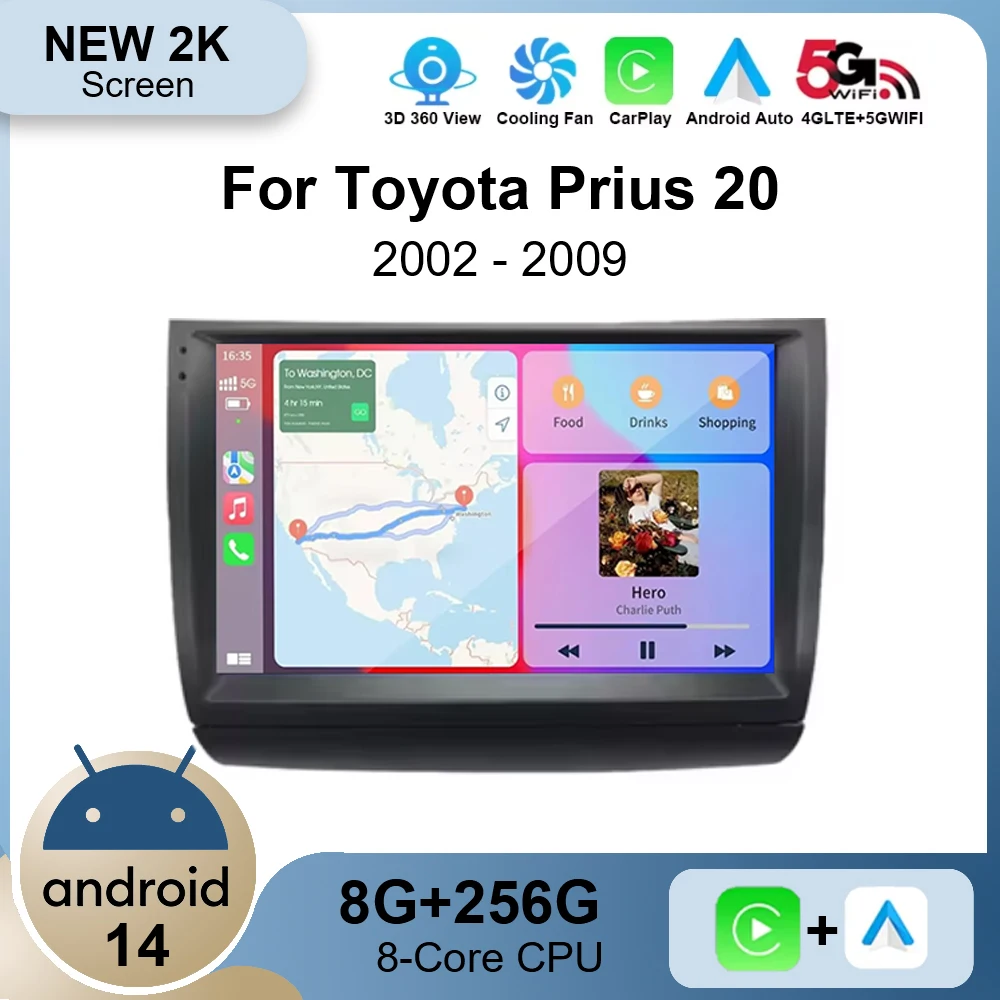 

Android 14 для Toyota Prius 20 2002-2009, автомобильный радиоприемник, мультимедийный видеоплеер, навигация, GPS Carplay, QLED, сенсорный экран, авто стерео