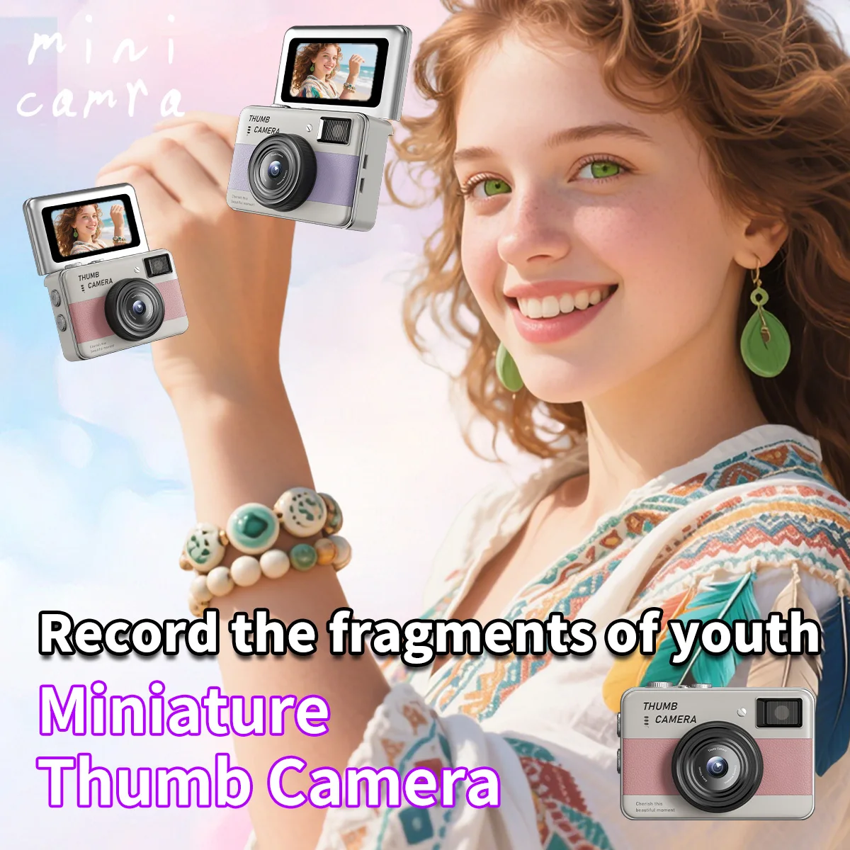 6800W Pixels Mini Digital Camera Portable HD One-Touch Photo