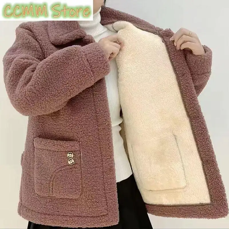 

Mother Women's New Coat Cashmere Female Autumn Winter Plus Warm Cotton Padded Coat Warm Jacket Velvet Cotton Overcoat