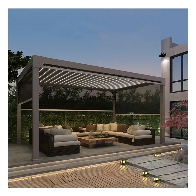 D-top Aluminum Pergola Parts Pergola Aluminum Profile Waterproof Roof Kit Motorized Automatic Aluminum Profiles For Pergolas